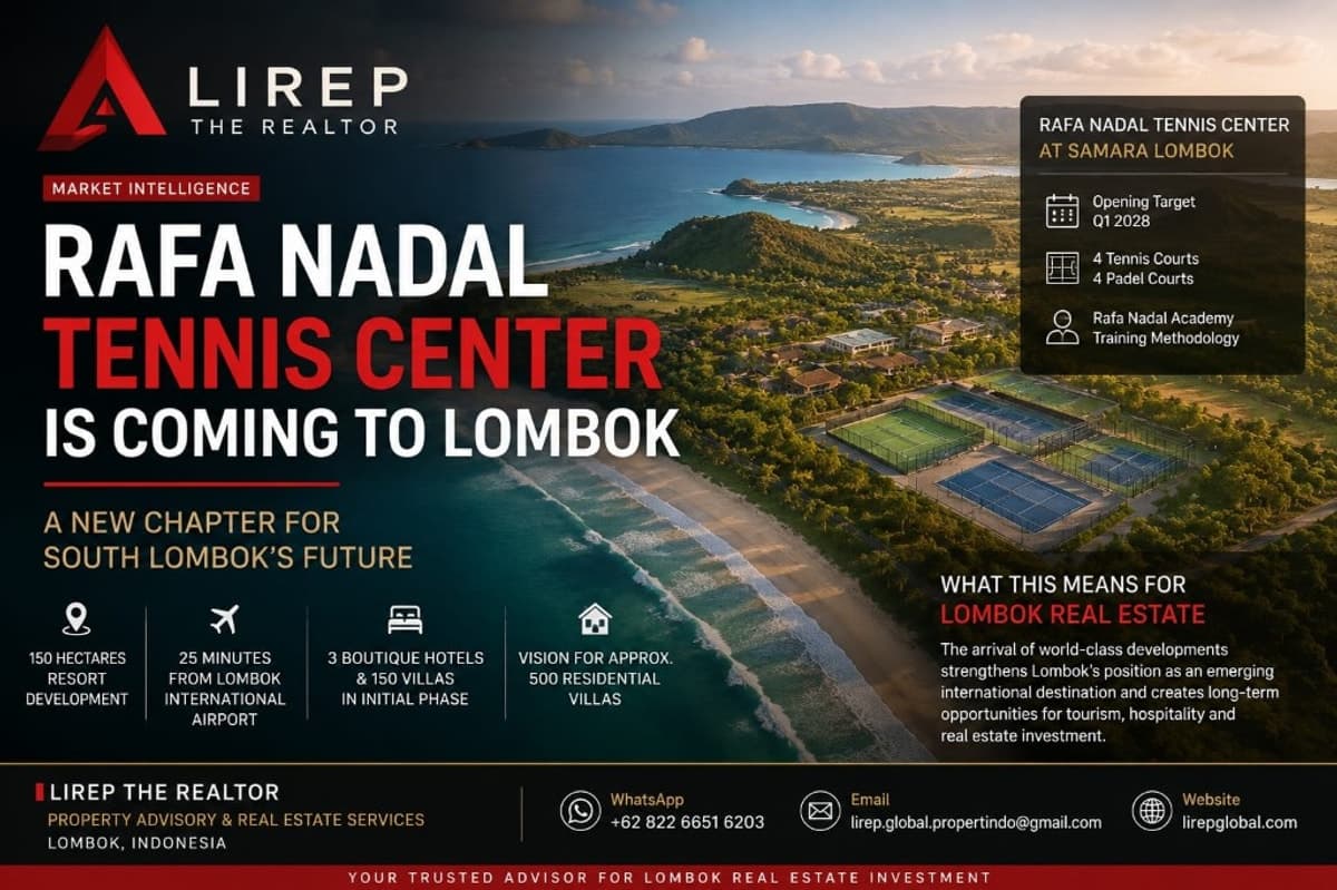 Rafa Nadal Tennis Center Is Coming to Lombok: What It Could Mean for South Lombok Real Estate